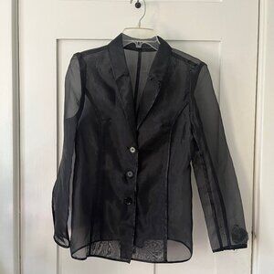 sheer black mesh blazer